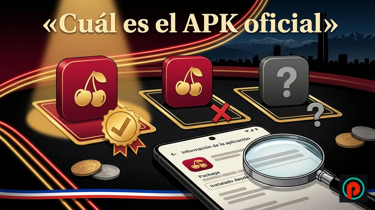 Tres íconos iguales, uno verificado con sello dorado; teléfono con la pantalla de información de la aplicación