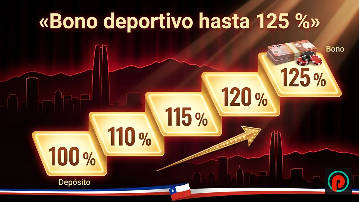 Escalera del bono deportivo por tramos: 100, 110, 115, 120 y 125 % con pesos chilenos y fichas