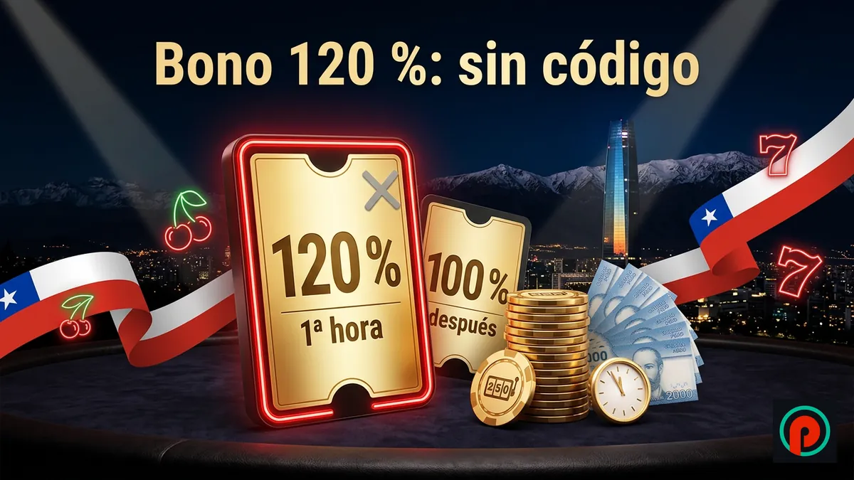 Bono de bienvenida de Pin-Up Chile: tarjeta con 120 % en la primera hora y 100 % después, sin código