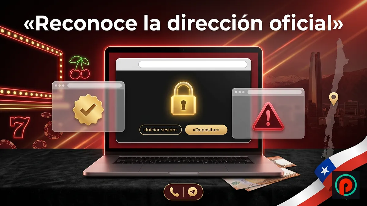 Laptop con candado dorado y dos ventanas, una con check y otra con alerta: cómo reconocer la dirección oficial en Chile
